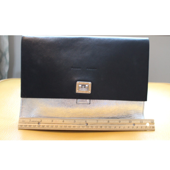 Proenza Schouler Black & Silver Leather Double Small Lunch...